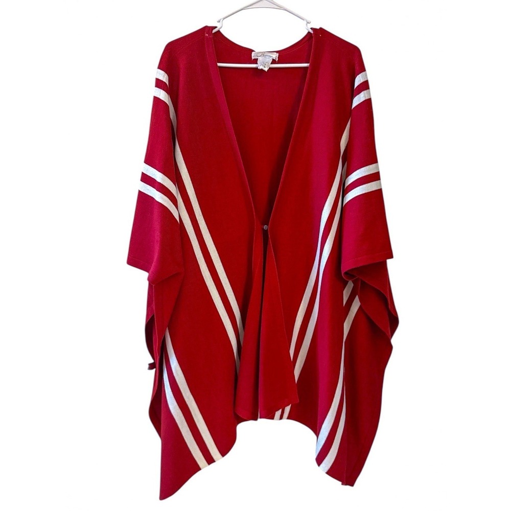 Boho Chic Red Poncho‎ Top One Size Artsy Coastal Layered Y2K Oversized NWOT